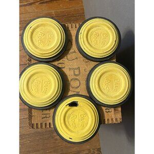 5 Vintage Remington Clay Pigeon Targets Set Yellow Black 4.5" Dupont Numbered
